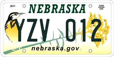 NE license plate YZV012