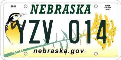 NE license plate YZV014