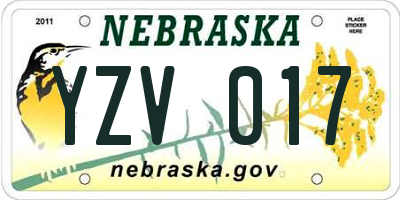 NE license plate YZV017
