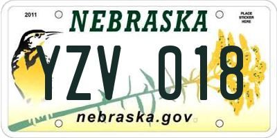 NE license plate YZV018