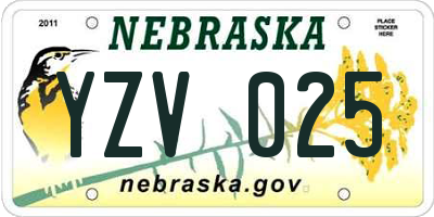 NE license plate YZV025