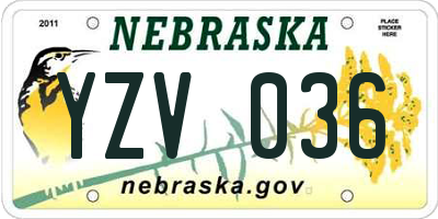 NE license plate YZV036