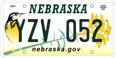 NE license plate YZV052
