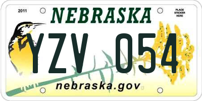 NE license plate YZV054