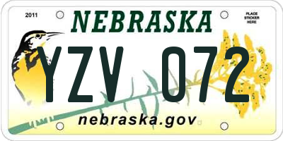 NE license plate YZV072