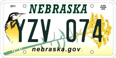 NE license plate YZV074