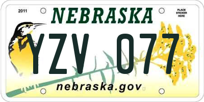 NE license plate YZV077