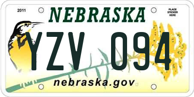 NE license plate YZV094