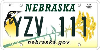 NE license plate YZV111