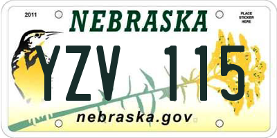 NE license plate YZV115