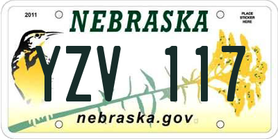 NE license plate YZV117