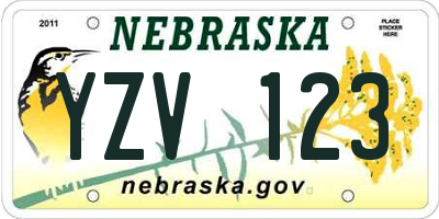 NE license plate YZV123