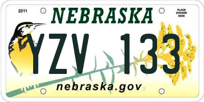 NE license plate YZV133