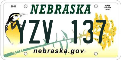 NE license plate YZV137