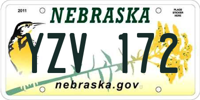 NE license plate YZV172