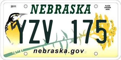 NE license plate YZV175
