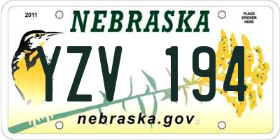NE license plate YZV194