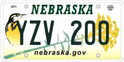 NE license plate YZV200