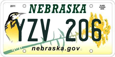NE license plate YZV206