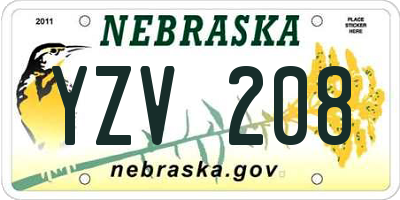 NE license plate YZV208