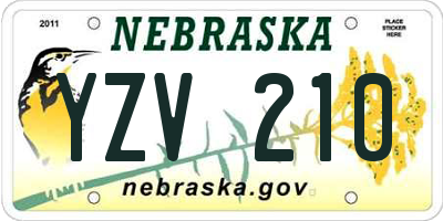 NE license plate YZV210