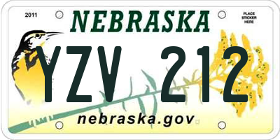 NE license plate YZV212
