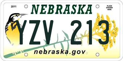 NE license plate YZV213