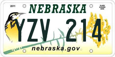 NE license plate YZV214