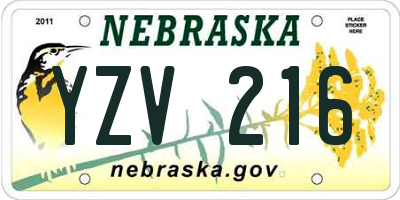 NE license plate YZV216