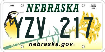 NE license plate YZV217