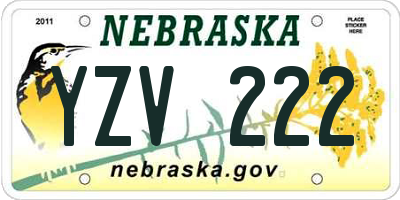 NE license plate YZV222
