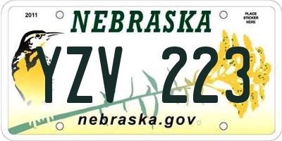 NE license plate YZV223