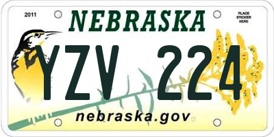 NE license plate YZV224