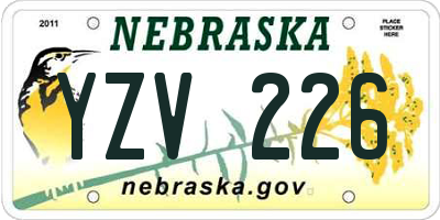 NE license plate YZV226