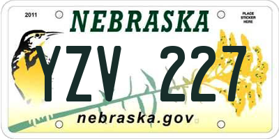 NE license plate YZV227