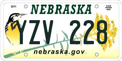 NE license plate YZV228