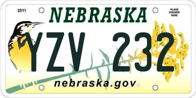 NE license plate YZV232