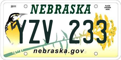 NE license plate YZV233