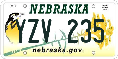 NE license plate YZV235