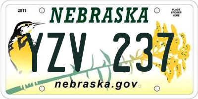 NE license plate YZV237