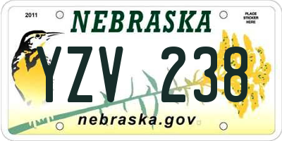 NE license plate YZV238