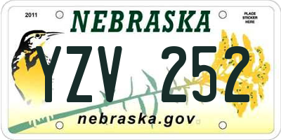 NE license plate YZV252