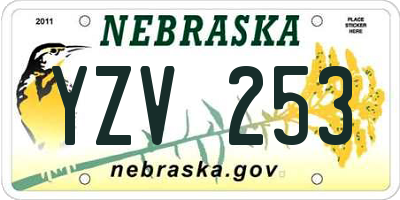 NE license plate YZV253