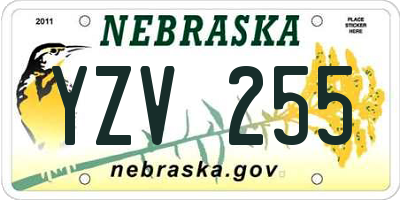 NE license plate YZV255