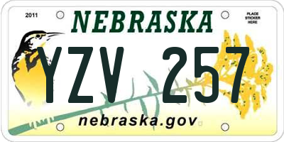 NE license plate YZV257