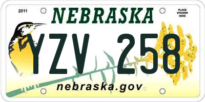 NE license plate YZV258