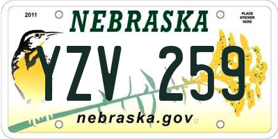 NE license plate YZV259