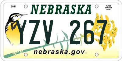 NE license plate YZV267