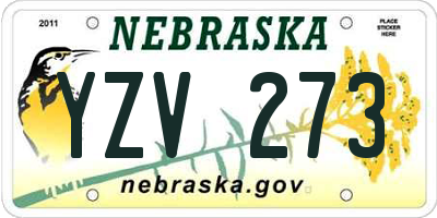 NE license plate YZV273
