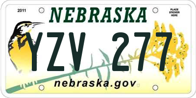 NE license plate YZV277